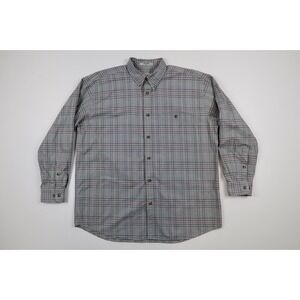 Orvis Mens XL Navy Gray Plaid Long Sleeve Fly Fishing Outdoor Button Down Shirt
